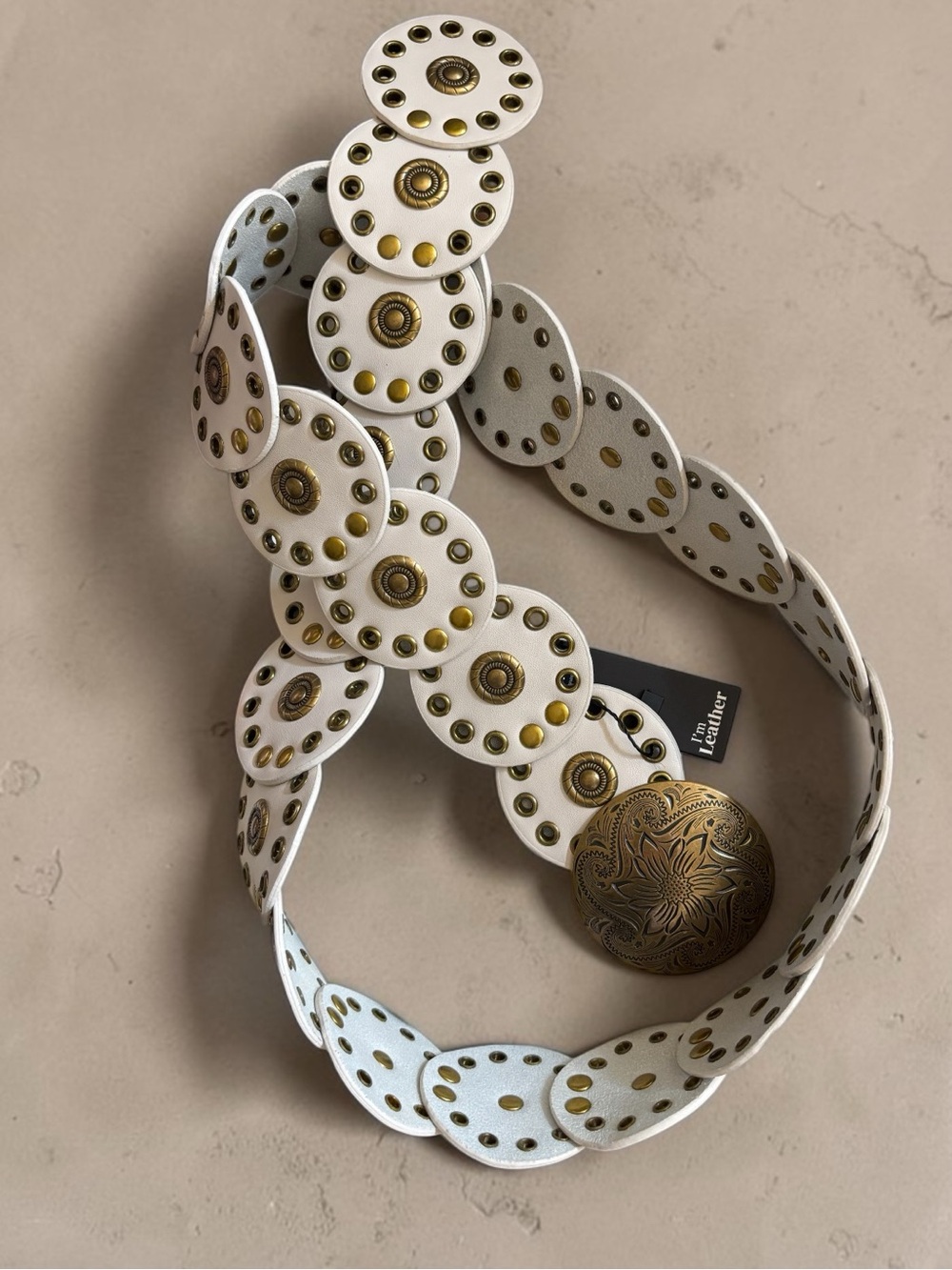 MOST WANTED USA The Western Arrow Circle Belt in Bone (M/L) (NWT)